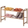 Basicwise Bamboo Storage Shoe Rack, Free Standing Shoe Organizer Storage Rack, 2 Tier QI004330.2